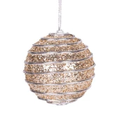 Yılbaşı Topu Pullu Gümüş Şerit İp Desenli 2 li Paket Şampanya 9 cm thumbnail 5