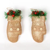 Yılbaşı Süsü Eldiven Berry'li 2'li Paket Dore 12x18,5 Cm. thumbnail 2