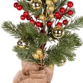 Yılbaşı Süsü Masa Çamı Yılbaşı Çıngıraklı Glod Berry li Kırmızı Glod 14x38 cm thumbnail 2