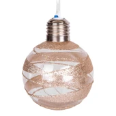 Yılbaşı Topu Ampul Led Işıklı Gold Simli Desenli 2 li Paket Şampanya 7 cm thumbnail 4