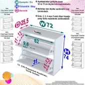 Modilayn UMAY Asma Antre 72 x 78 x 25,5 cm lik 2 Düşer Kapak 4 Göz Raf Ayakkabılık - 10