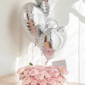 Brokoli Home 2 Ad Gümüş Kalp Folyo Balon 45 Cm 18 İnç - 1