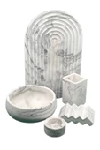 5 Parça Beton Banyo Seti Katı Sabunluk Havluluk Diş Fırçalığı Mumluk Sunum Tepsisi - 2