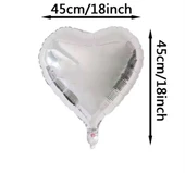 Brokoli Home 3 Ad Gümüş Kalp Folyo Balon 45 Cm 18 İnç - 4