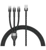 3in1 USB Dayanıklı File Örgü Hızlı Şarj Kablo 30cm - 2
