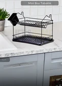 Mini Boy Bulaşıklık Tezgah Üstü Tabaklık BPA FREE Bulaşık Sepeti Siyah 23x33x25 - 1