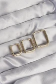 Pirinç Gold Renk Renkli Zirkon Taşlı Kare Model Küpe Seti thumbnail 1