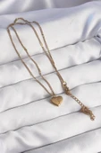 316L Çelik Gold Renk Kalp Model Love Kolye thumbnail 2