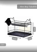 Mini Boy Bulaşıklık Tezgah Üstü Tabaklık BPA FREE Bulaşık Sepeti Siyah 23x33x25 - 2