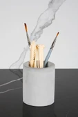 Mermer Desenli El Yapımı Beton Diş Fırçalık Banyo Tuvalet Diş Fırçalığı thumbnail 5