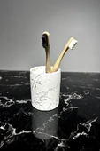 Mermer Desenli El Yapımı Beton Diş Fırçalık Banyo Tuvalet Diş Fırçalığı thumbnail 9