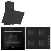 Ferre QBL62CB - SS206 -D087 60 Cm Beyaz Cam Turbolu Ankastre Set -Yeni 2025 thumbnail 1