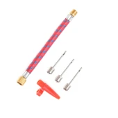 Metal Plastik Pompa Ucu İğne Seti 5'li Hortum Bağlantılı Bisiklet Top Yat Şambrel Teker Şişirme Jakı thumbnail 6