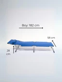 Ecm Proger Sırt Ayarlanabilir Katlanabilir Kademeli Yastıklı Lüks Şezlong-Saks Mavi - 3