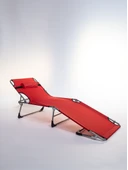 Ecm Proger Sırt Ayarlanabilir Katlanabilir Kademeli Yastıklı Lüks Şezlong-Kırmızı - 1