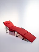 Ecm Proger Sırt Ayarlı Katlanır Yastıklı Minderli Çanta Bölmeli Lüks Şezlong-Kırmızı - 2