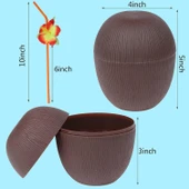 samur parti parti aksesuar & kostüm Hindistan Cevizi Hawaii Luau Aloha Pipetli İçecek Kabı Bardak 10x13 cm 1 Adet - 5