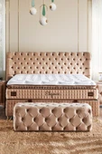 Elegance Lüks Yatak 200x200 cm Çift Kişilik Paket Yaylı Pedli Yumuşak Yatak Tavşan Tüyü Dokusu - 3