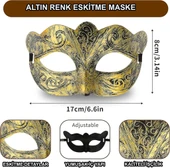 Nessiworld Altın Renk Eskitme Maskeli Balo Maskesi – Venedik Tarzı Parti Maskesi - 1