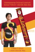 Galatasaray Orijinal Lisanslı Büyük Logolu T-Shirt + Akrilik Atkı Set Hediyelik Ahşap Kutulu thumbnail 2