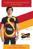 Galatasaray Orijinal Lisanslı Büyük Logolu T-Shirt + Bileklik Set Hediyelik Ahşap Kutulu - 2