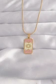 316L Çelik Gold Renk Karışık Mineli Ay Figür Tarot Kolye - TJ-BKO9036 - 1