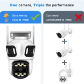 Ozmik CMR60  WiFi IP Kamera 6K 12MP Dış Mekan Üç Lensli Üç Ekran PTZ Güvenlik Kamerası thumbnail 5