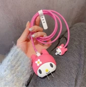 Brokoli Home İphone 18w/20w Uyumlu Şarj Aleti Kılıfı, Şarj Kablo Koruyucu, Şarj Koruyucu Kılıf Pembe Çiçekli - 1