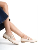 Mehtap Çift Kemer Detaylı Düz Taban Kadın Babet Ayakkabı thumbnail 4