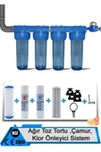 WaterMelon  Daire Bina Sayaç Girişi 10" Inc 4 Aşama Su Arıtma Cihazı (AĞIR TOZ TORTU,ÇAMUR VE KLOR ÖNLEYİCİ) thumbnail 1