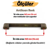 Uhud Kulp 160 mm Antik Sarı Metal Mutfak Mobilya Çekmece Mutfak Dolap Dolabı Kulpları Kapak Kulbu thumbnail 3