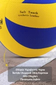 Voleybol Topu Lamineli Beton Zemin Soft Touch İç-Dış Mekana Uygun 8 Panel Sarı-Mavi 280 Gram - 4