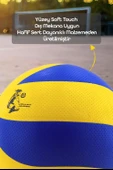 Voleybol Topu Lamineli Beton Zemin Soft Touch İç-Dış Mekana Uygun 8 Panel Sarı-Mavi 280 Gram - 3