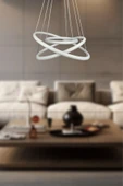LEGACY  Rings Modern Tasarım Beyaz Renk - Yatak Odası - Salon - Çocuk Odası - Mutfak Beyaz Led 3 Lü Avize - 1