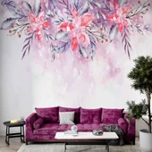 Pembe Soft Suluboya Çiçek Duvar Kağıdı thumbnail 1