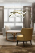 LEGACY  Rings Modern Tasarım Eskitme Renk - Yatak Odası - Salon - Çocuk Odası - Mutfak Beyaz Led 3 Lü Avize - 2
