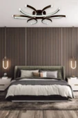 LEGACY  Levora Kahverengi Modern Tasarım - Salon - Mutfak - Yatak Odası Beyaz Işıklı Led Avize - 1
