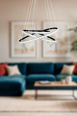 LEGACY  Rings Modern Tasarım Siyah Renk - Yatak Odası - Salon - Çocuk Odası - Mutfak Beyaz Led 3 Lü Avize - 1