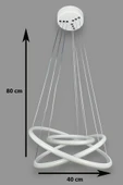 LEGACY  Rings Modern Tasarım Beyaz Renk - Yatak Odası - Salon - Çocuk Odası - Mutfak Beyaz Led 3 Lü Avize - 2