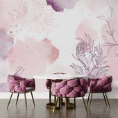 Mor Soft Suluboya Çiçek Duvar Kağıdı thumbnail 4