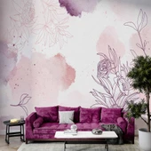 Mor Soft Suluboya Çiçek Duvar Kağıdı thumbnail 1