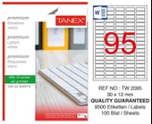 Tanex Tw-2095 Beyaz Etiket 30 mm x 12 mm - 1
