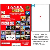 Tanex TW-2001 Laser Etiket 199,6x289,1 mm 100 Ad. - 1