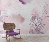 Mor Soft Suluboya Çiçek Duvar Kağıdı thumbnail 5