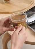 2’li Set Kulplu Cappuccino Bardağı Latte Bardağı Çift Cidarlı Americano Bardağı 250 ml Kahve Bardak - 3