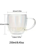 2’li Set Kulplu Cappuccino Bardağı Latte Bardağı Çift Cidarlı Americano Bardağı 250 ml Kahve Bardak - 4