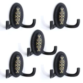 Seçil Askı Siyah 5 Adet Dolap Askılık Askılığı Duvar Vestiyer Banyo Mutfak Elbise Kıyafet Askısı thumbnail 4