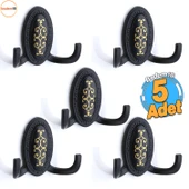 Seçil Askı Siyah 5 Adet Dolap Askılık Askılığı Duvar Vestiyer Banyo Mutfak Elbise Kıyafet Askısı thumbnail 1