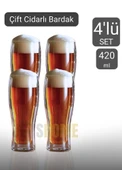 4’lü Set Bira Bardağı Kahve Bardağı Çift Cidarlı Bardak Meşrubat Bardağı 420 ml - 1