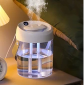 QASUL 2L Çift Sprey Dijital Göstergeli Hava Nemlendirici İle Uçucu Yağ Difrözü Ve USB Gece Lambası - 1